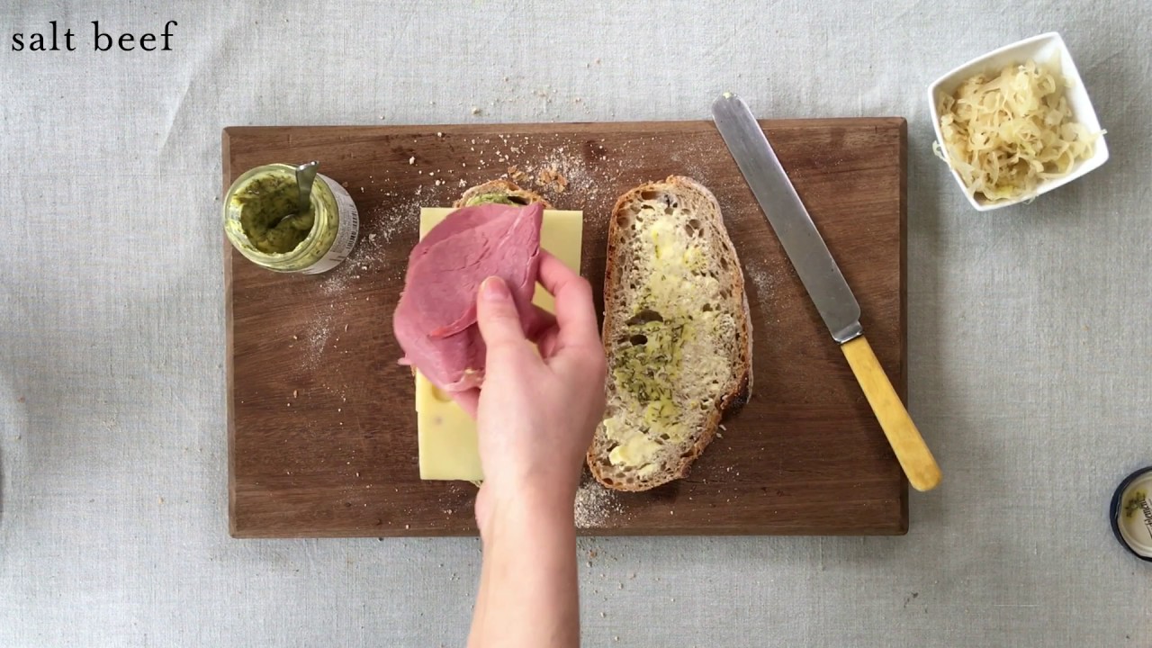 Tracklements Dill Mustard Sauce, Emmental, Salt Beef and Sauerkraut