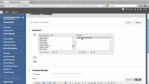 Sending an Email Message in Blackboard