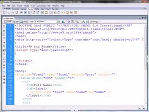 Dreamweaver Tutorial: JavaScript and Form interaction - YouTube