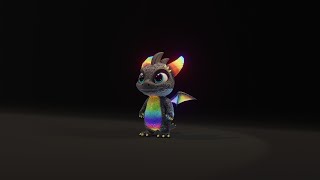 Cartoon Rainbow Baby Dragon with Music and Sound Effects Turnaround