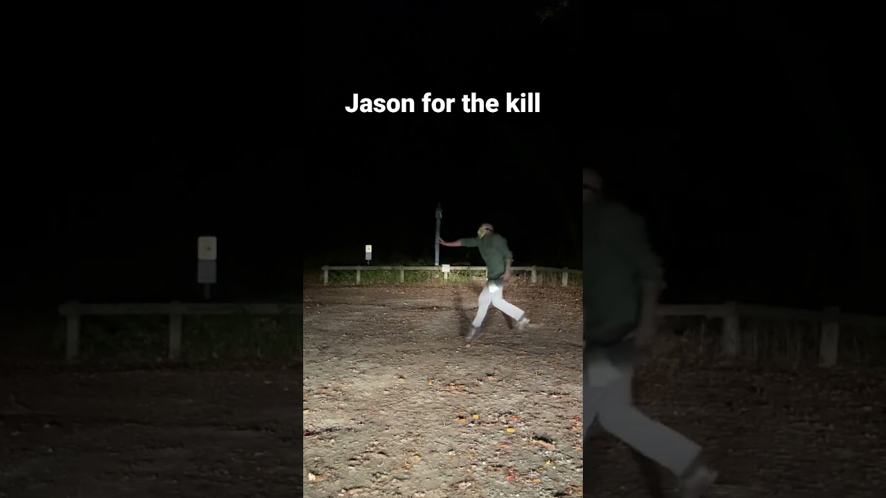 (Friday the 13th part 4) Jason Voorhees kills victim. DIY homemade costume