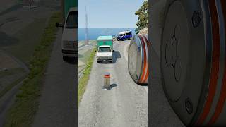 Car &amp; Ambulance Van vs Giant Pit Bollards Crash BeamNG.Drive #shorts #beamng