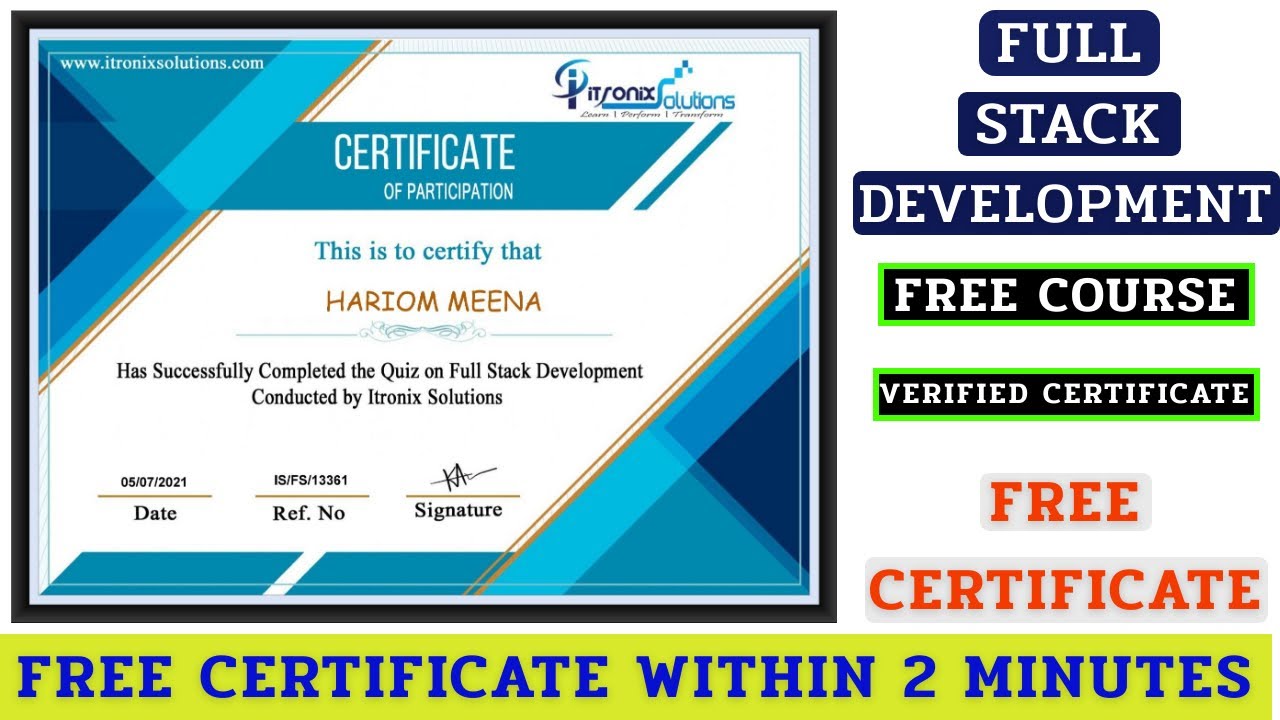Free Certification Course || Full Stack Web Developer Free Certificate ...