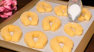 15 minutes! Add yogurt to the flour! The cookies literally melt in your mouth!