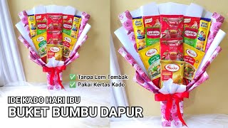 IDE KADO HARI IBU: CARA MEMBUAT BUKET BUMBU DAPUR PAKAI KERTAS KADO SIMPEL GAMPANG MUDAH