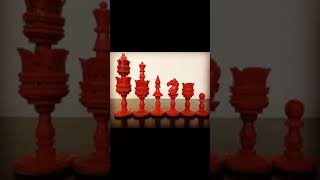 Lotus 32 Bone Chess Pieces Red White 