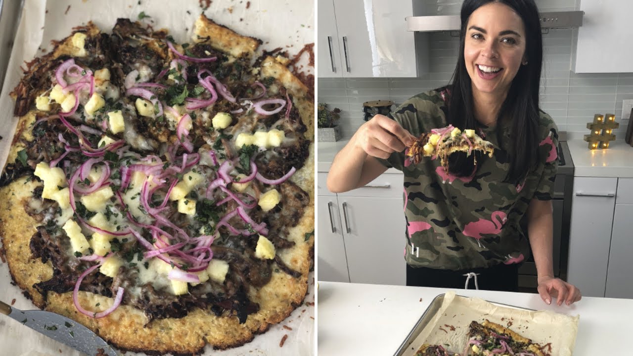 Hawaiian BBQ Pork Pizza with Cauliflower Crust | Katie Lee Eats Meat, In Sweats | Food Network