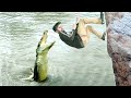 Crocodile attack man in african river  wild animal attack fun made movie by wild fighter