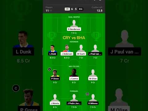 crystalpalace brightonandhove epl football dream11 team fantasy shorts