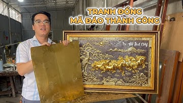 Tranh đồng Mã Đáo Thành Công dát vàng bạc, kích thước 73*113cm