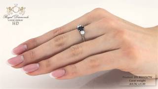 Diamantringe - RDS567W-0.36 - 18kt Weissgold Ring mit einem ovalen Schliff Saphir und 2 Brillanten
