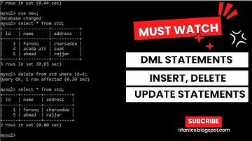 DML Statement | Learn Insert, Delete & updaate statement by IrfanTech01 @IrfanTech01