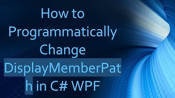 How to Programmatically Change DisplayMemberPath in C#  WPF