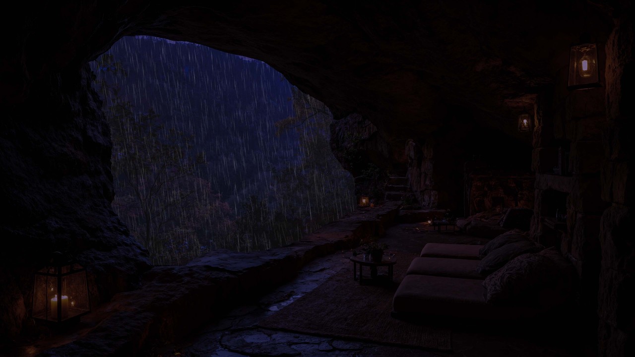 8 Hours of Soft Rain Sounds for Sleeping 🌧️ Cozy Forest Cave Ambience for Deep Sleep and Calm Mind