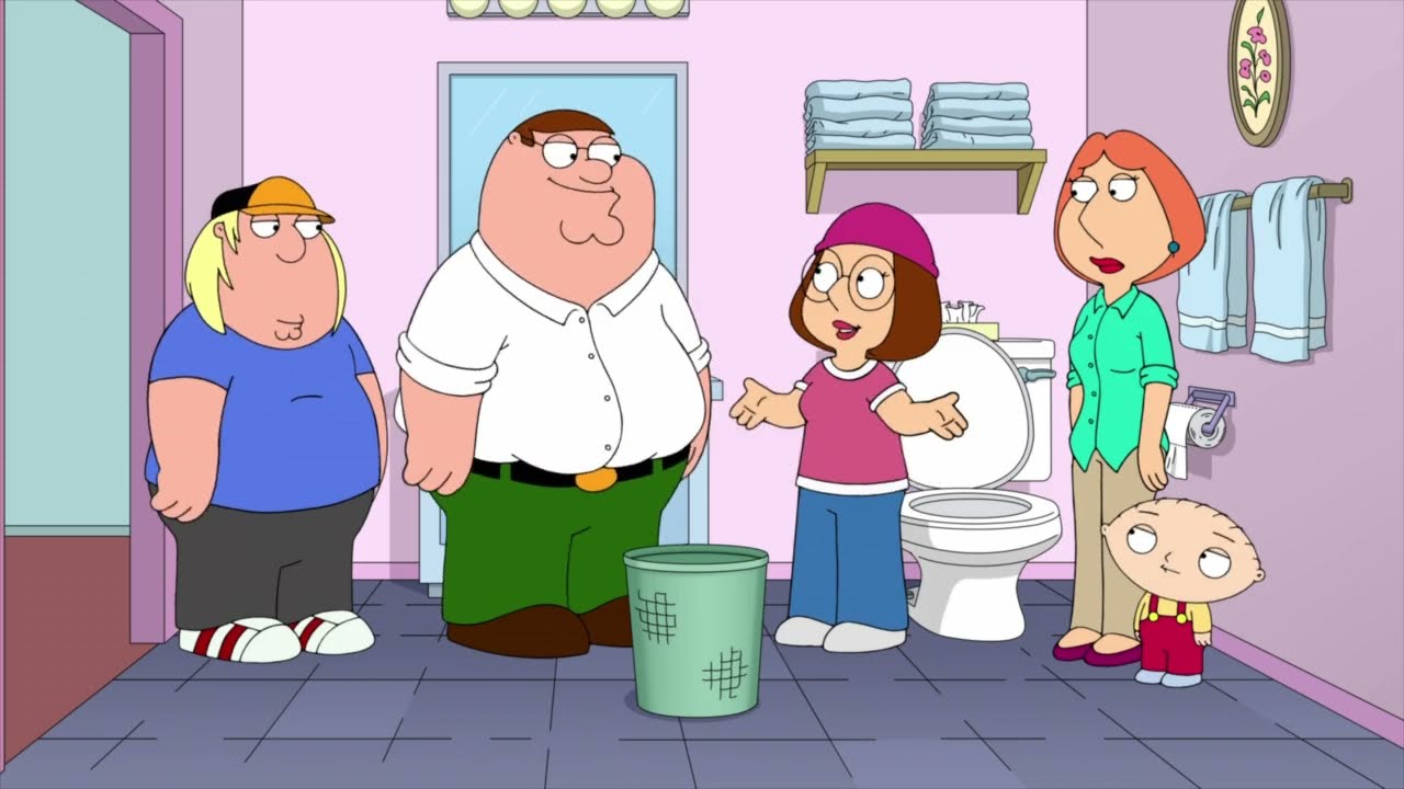 Family Guy Throw gross things in the open bathroom trash YouTube