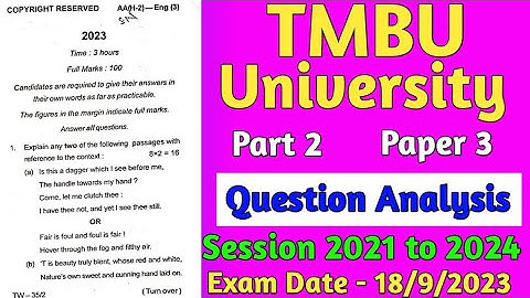 English honours previous year question paper | B.A part 2 | Paper 3 | TMBU  University | 2023