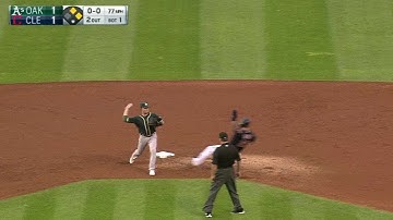 OAK@CLE: Semien, Lowrie turn a smooth double play