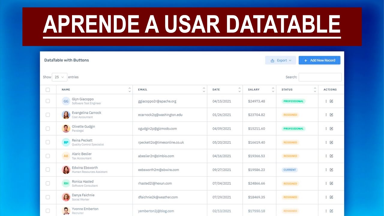 como usar datatables en proyectos con PHP Y MySQL - YouTube