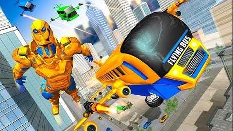 New Flying Bus Robot Transform War Part-1 | Amazing Robot Hero Android GamePlay | By Game Crazy
