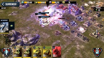 War commander rogue assault, 4 cannons, 1 ballistic,  3 rockets and 8 airs support to attack