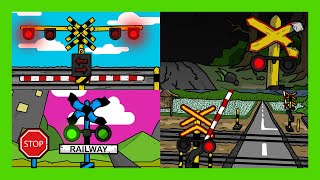 Railroad Crossing Train Animation Best Moments Showreel - Indonesian Animated Railway Level Signs