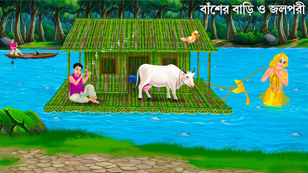 জলপরী নদীতে বাঁশের বাড়ি টানে | Jalpari Cartoon | BASER BARI | Notun Bangla Golpo Bengali FairyTales