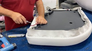 Instructions for replacing your surf / wake boat seat skins at Gabe's Custom Marine.