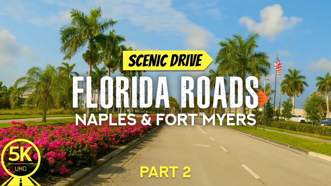 Discovering Scenic Florida Roads from Naples to Fort Myers in 5K + 4 HOURS Energetic Music - Part #2