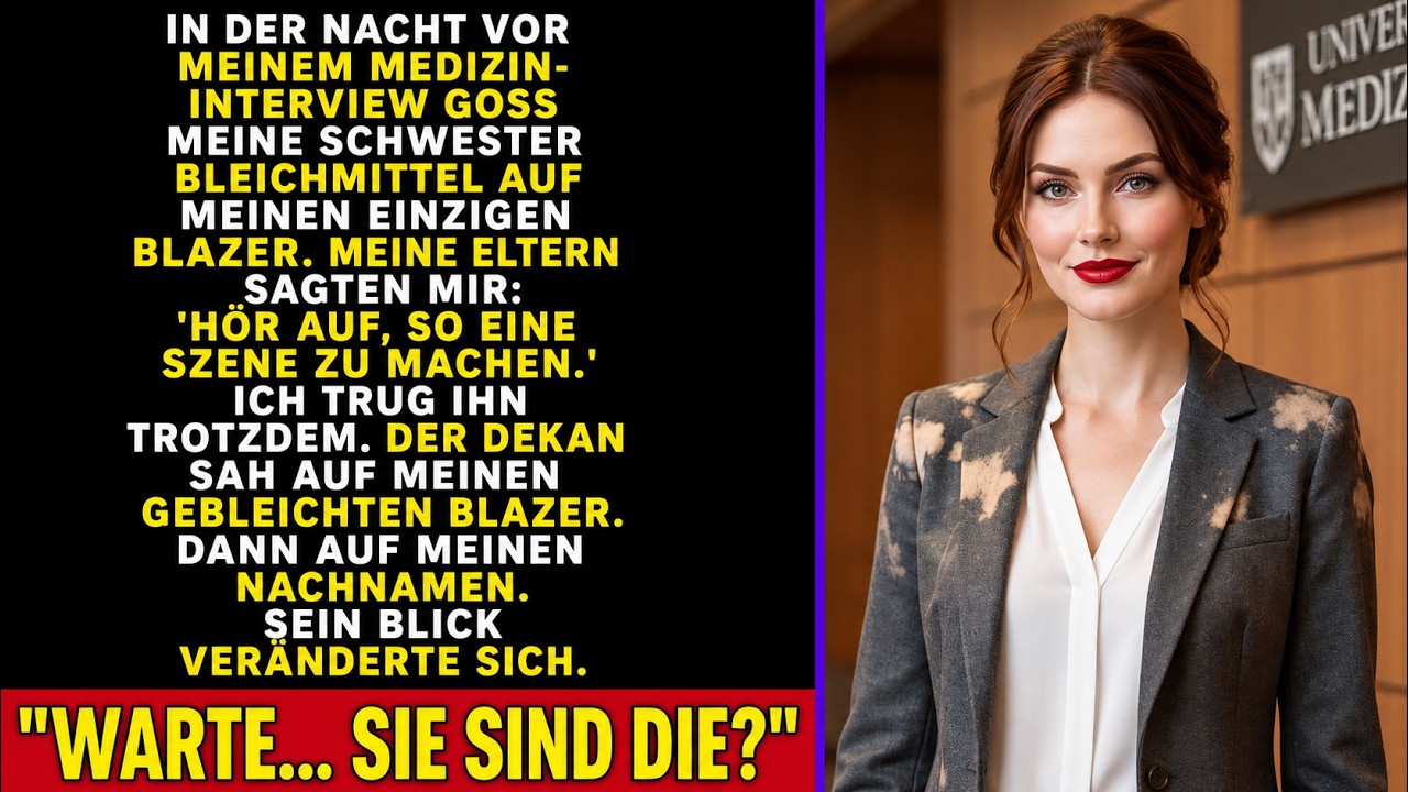 In der Nacht vor dem wichtigsten Bewerbungsgespräch meines Lebens goss meine eigene Schwester Bleichmittel über meinen einzigen Anzug – und meine Eltern sagten, ich solle keine Szene machen. Also...