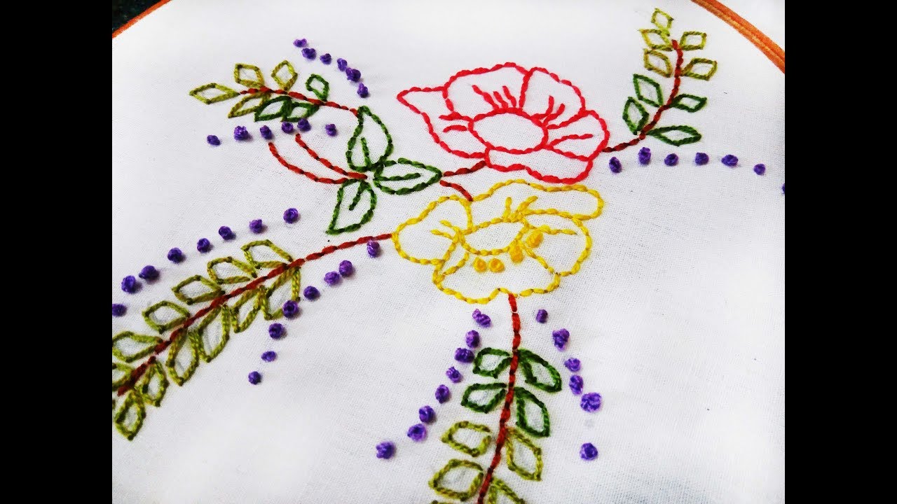 Hand embroidery back stitch design video tutorial by nakshi katha Hand embroidery back stitch design video tutorial by nakshi katha