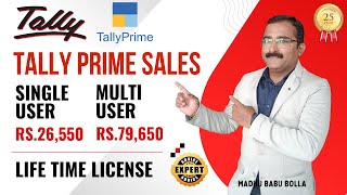 Tally Prime Software Sales - Lifetime License Single User Multi User Madhu Tech Trainer