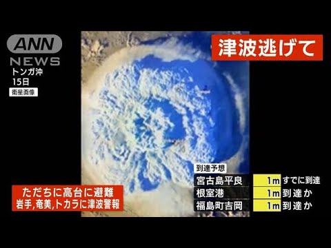 衛星がとらえたトンガ沖海底火山の大規模噴火　不気味に膨らむ噴煙(2022年1月16日)