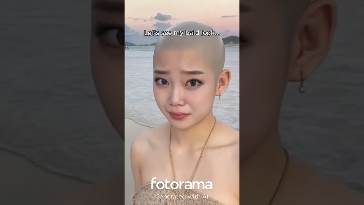 Asian girl cute bald hair filter