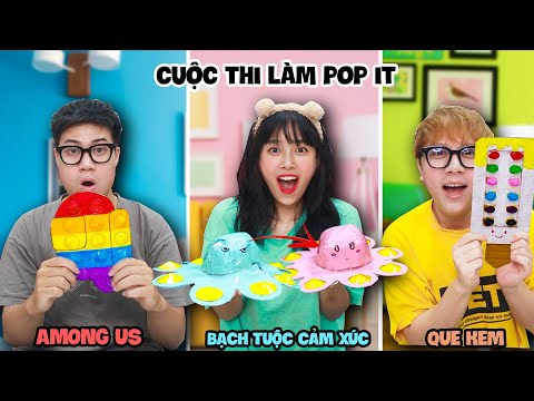 Thử Thách Làm POP IT Giấy: Among Us, Bạch Tuộc Cảm Xúc, Que Kem