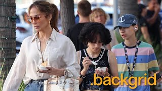 Jennifer Lopez out for lunch and ice cream with her kids in Beverly Hills