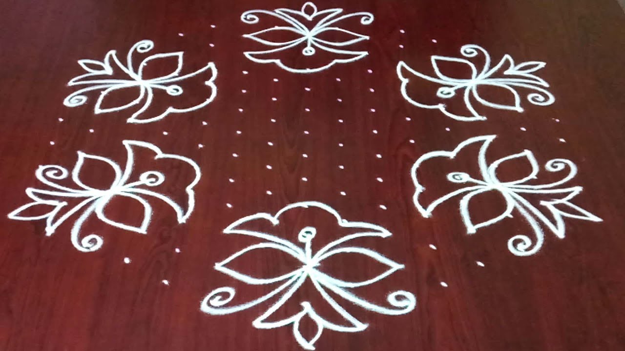 Latest Chukkala Muggulu Design 15*8 || New Flowers Rangoli Kolam ...