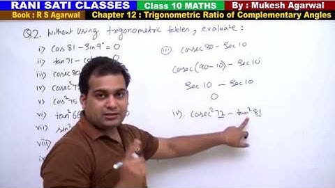Class 10 Maths (Ex 12  Q2) Trigonometric Ratio of Complementary Angles (RS Agarwal 2019)