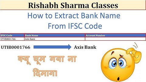 How to extract/Get Bank Name from IFSC Code in MS Excel in Hindi