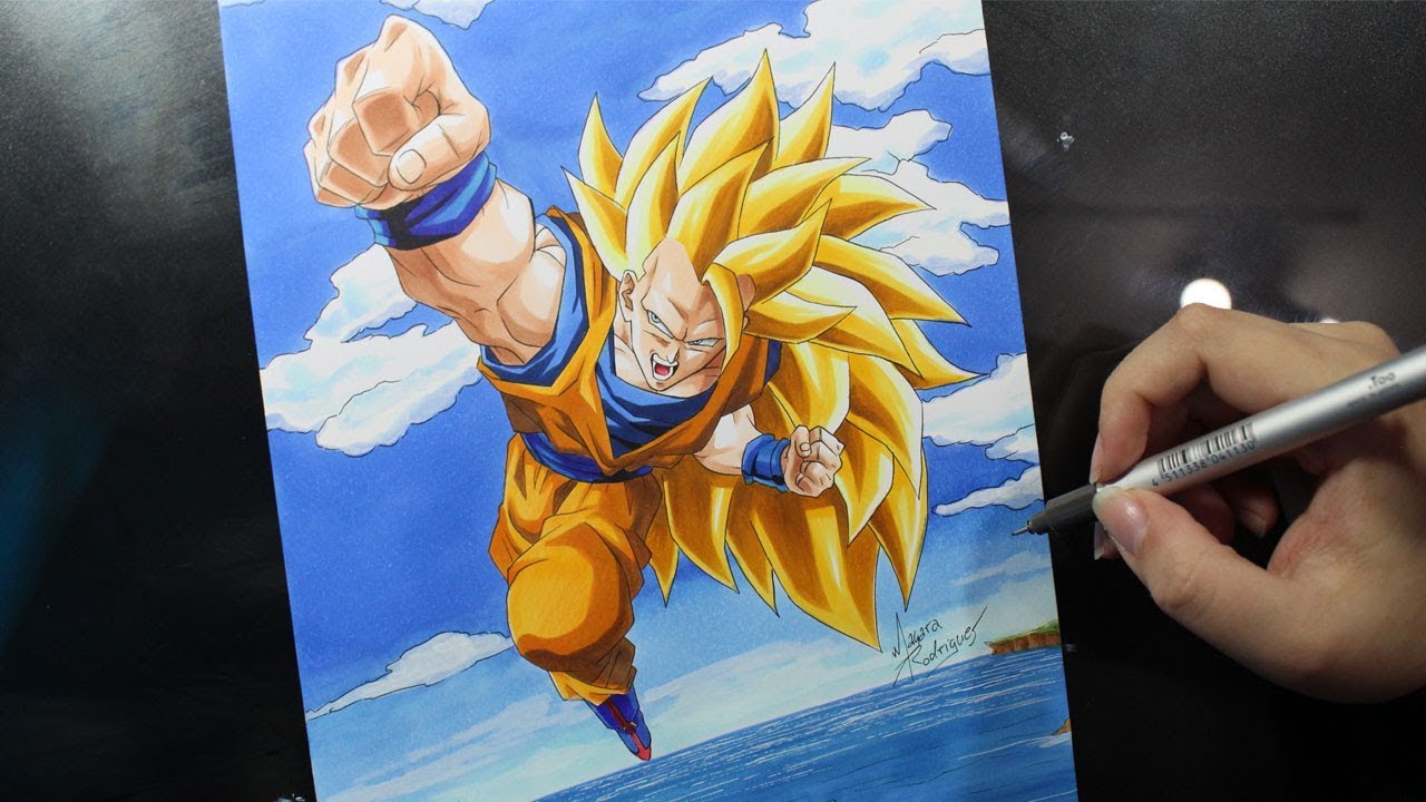 Speed drawing Goku Super Sayajin 3#desenhorapido #aprenderadesenhar #d