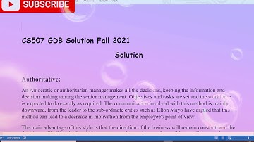 Cs 507 | GDB Solution | 2021