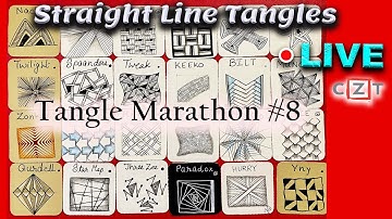 How to draw tangles -  Straight Line Tangles  - Draw with CZT - Tangle Marathon - Day #8