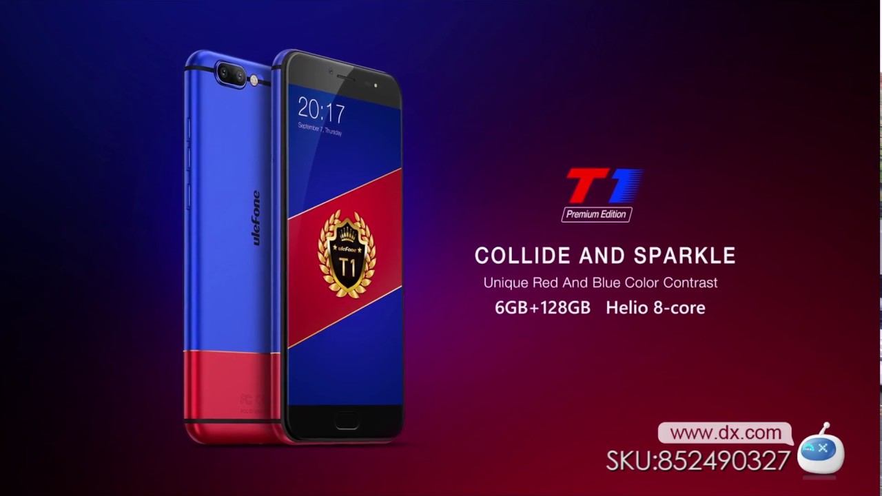 Ulefone T1 Premium Edition Android 7.0 5.5" FHD Dual Camera Front Fingerprint 4G Phone - Red + Blue