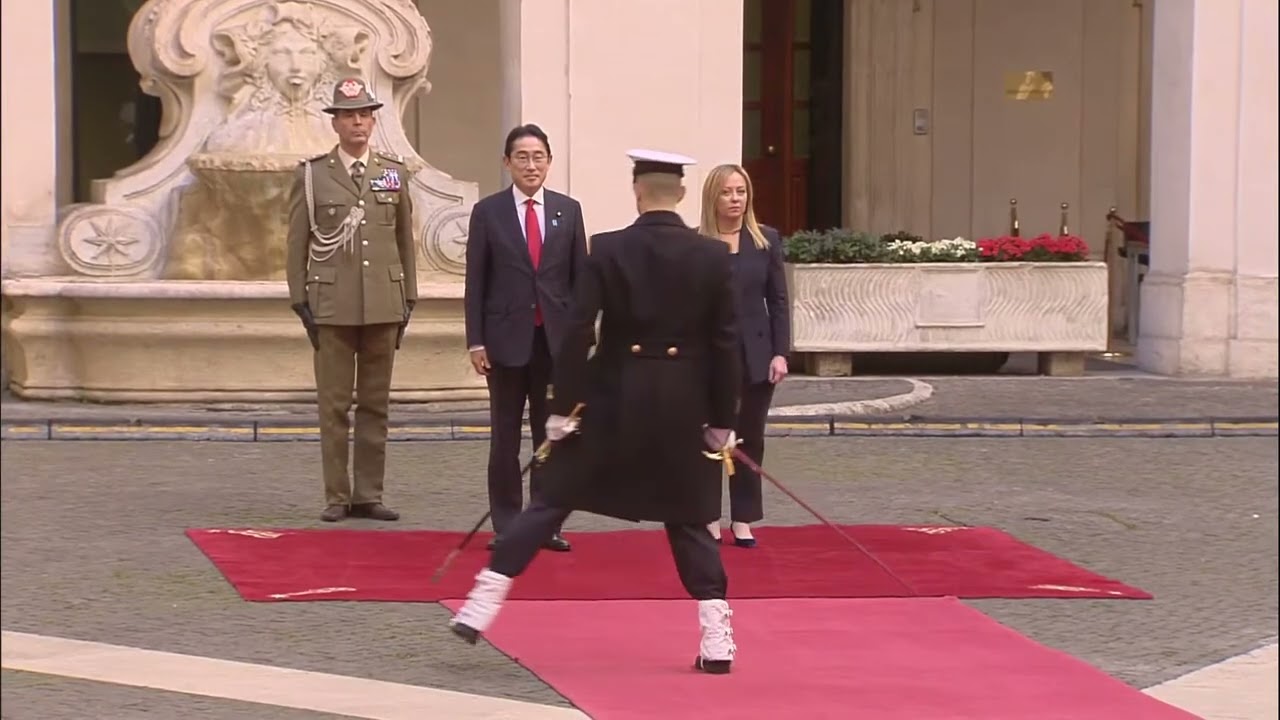 Il Presidente Meloni accoglie il Primo Ministro del Giappone Kishida (10.01.23)
