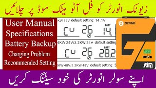 ziewnic 3 kw solar inverter complete setting according to user manual