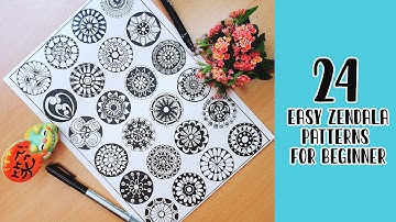 24 Easy Zendala Patterns for Beginners || 24 Easy zentangle Patterns