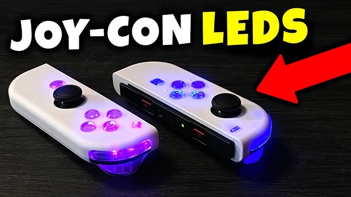 Joy-con LED MOD Black With Clear Backlit Buttons Custom 