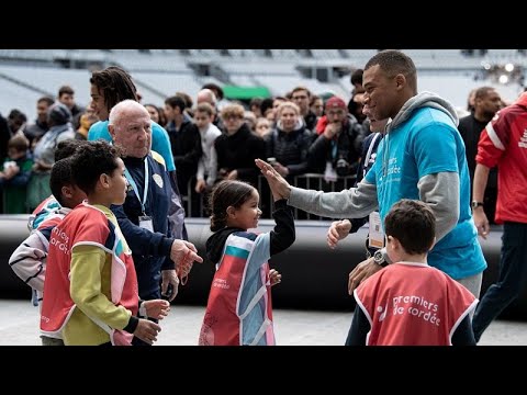 At the Stade de France, Mbappé plays with sick and disabled children 