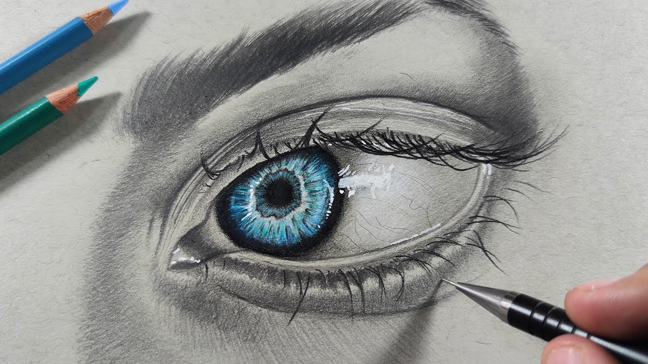 Cómo Dibujar un OJO Realista con LÁPICES DE COLORES y Lápiz (Paso a Paso) -  thptnganamst.edu.vn