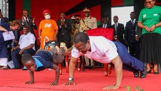 Dr Chakwera pushups at Masintha ground Lilongwe, 3 December 2022