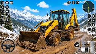 JCB Construction Work on Dangerous Muddy Road 🚧 | Realistic Heavy Equipment Simulator Gameplay